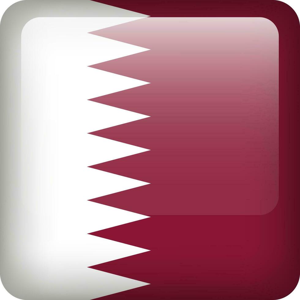 3d vetor Catar bandeira lustroso botão. qatari nacional emblema. quadrado ícone com bandeira do Catar