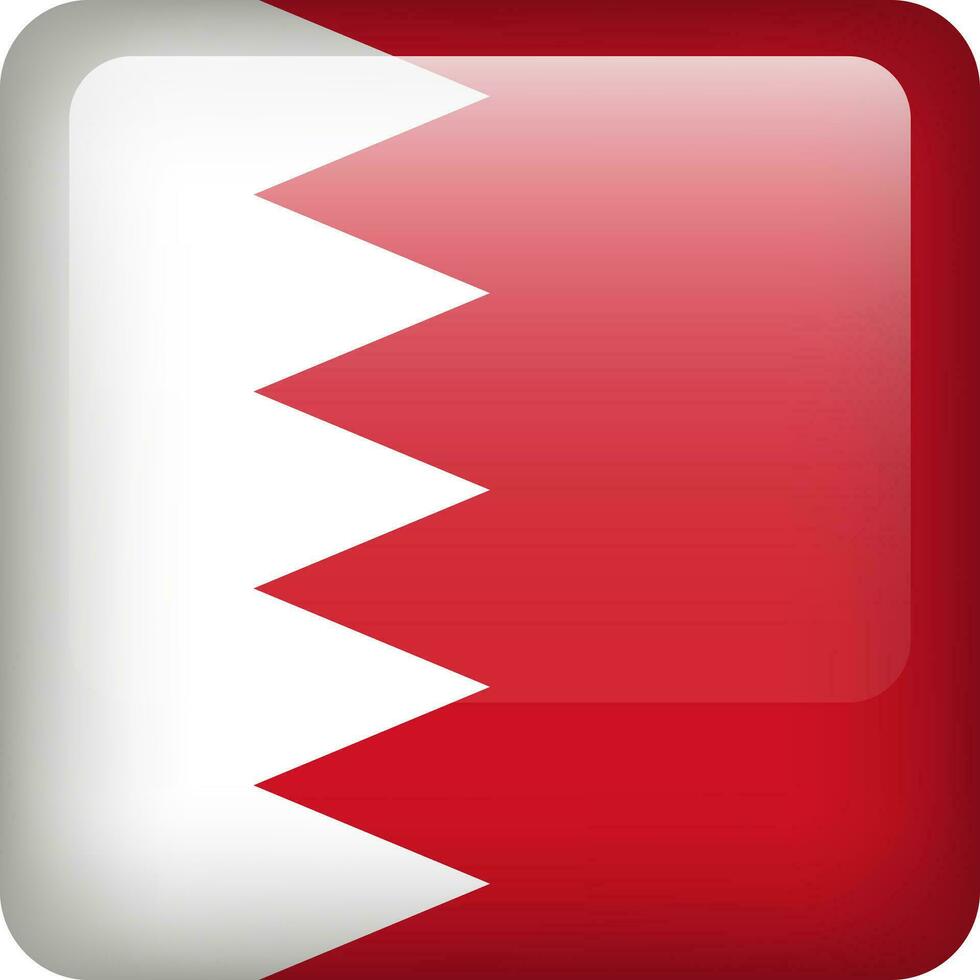 3d vetor bahrain bandeira lustroso botão. bahrain nacional emblema. quadrado ícone botão com bandeira do bahrein.