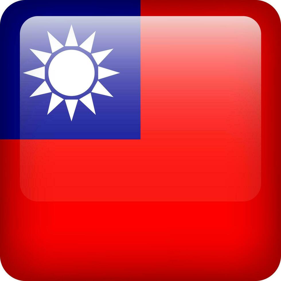 3d vetor Taiwan bandeira lustroso botão. taiwanês nacional emblema. quadrado ícone com bandeira do Taiwan