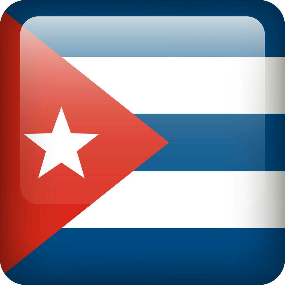 3d vetor Cuba bandeira lustroso botão. cubano nacional emblema. quadrado ícone com bandeira do Cuba