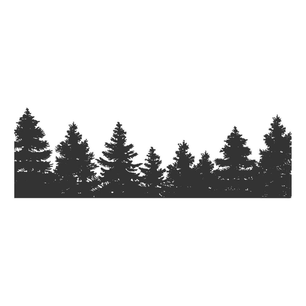 vintage retro pinho cedro abeto coníferas conífero sempre-verde lariço abeto árvores floresta silhueta ícone ilustração vetor