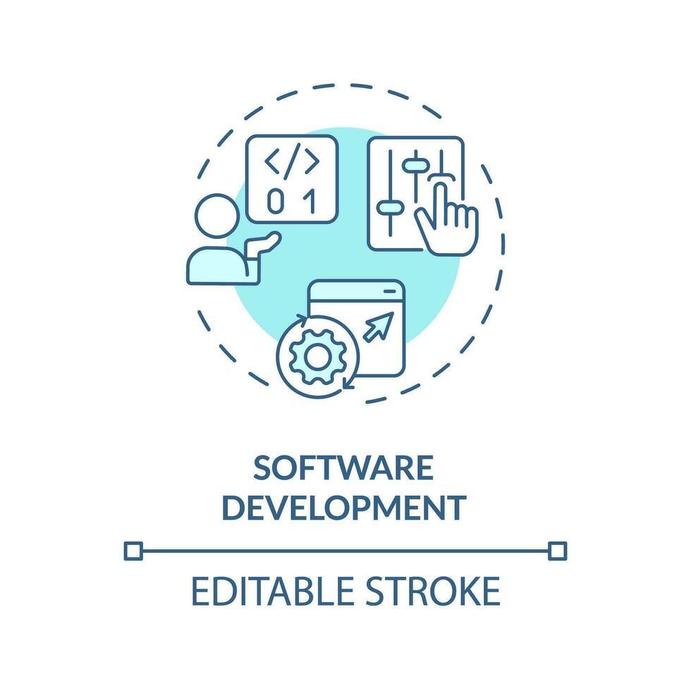 2d editável azul Programas desenvolvimento ícone, simples isolado vetor, ai engenheiro fino linha monocromático ilustração vetor