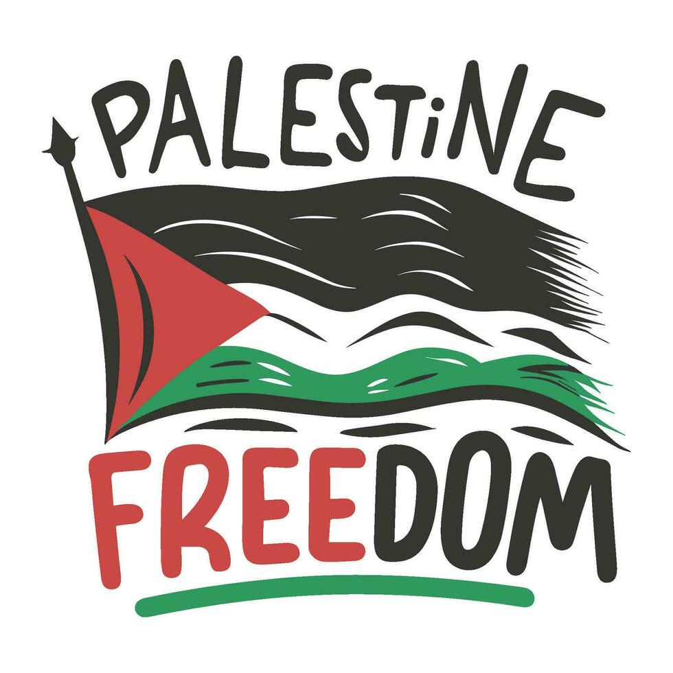 Palestina liberdade dia mão desenhado rotulação. vetor