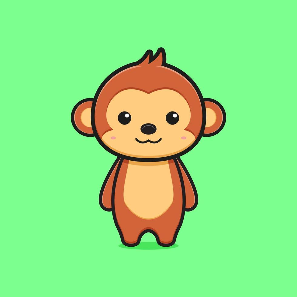Ilustração do ícone do desenho animado do macaco mascote fofo vetor