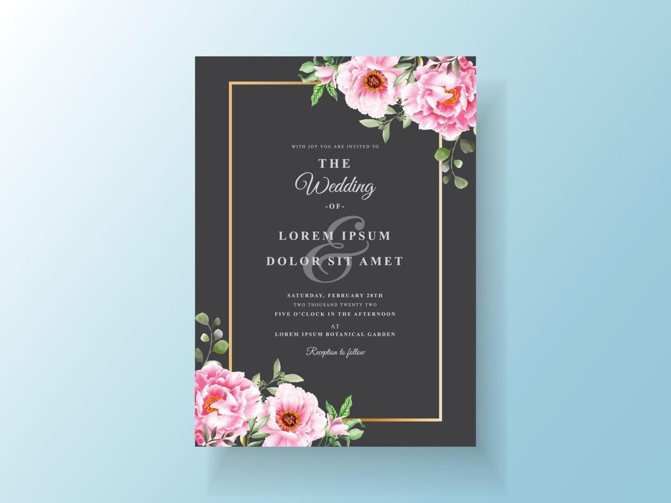 cartões de convite de casamento romântico aquarela floral vetor