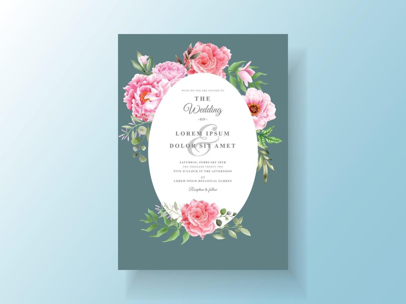 cartões de convite de casamento romântico aquarela floral vetor