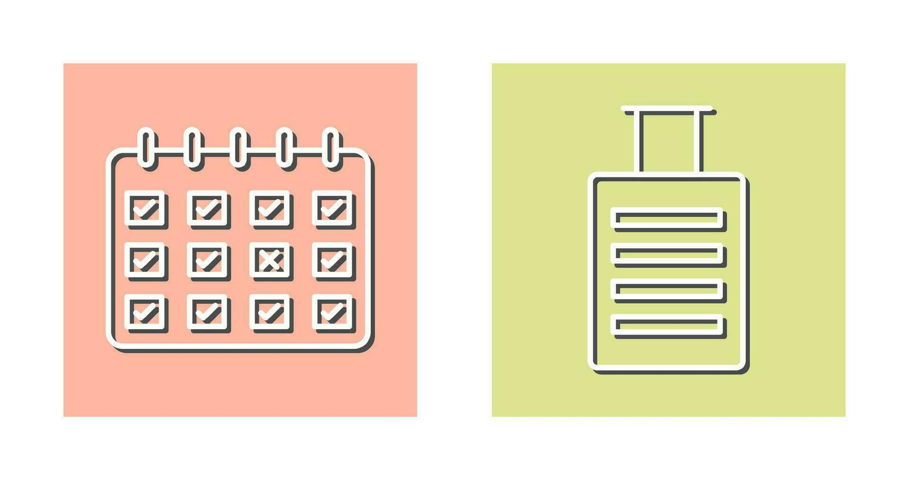 marcado calendário e bagagem ícone vetor
