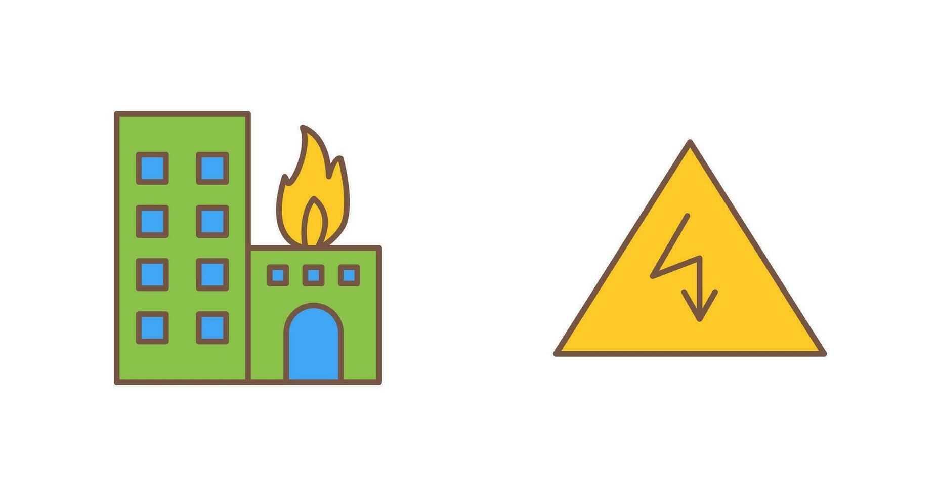 queimando construção e eletricidade Perigo ícone vetor