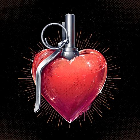Arte da granada do coração vetor