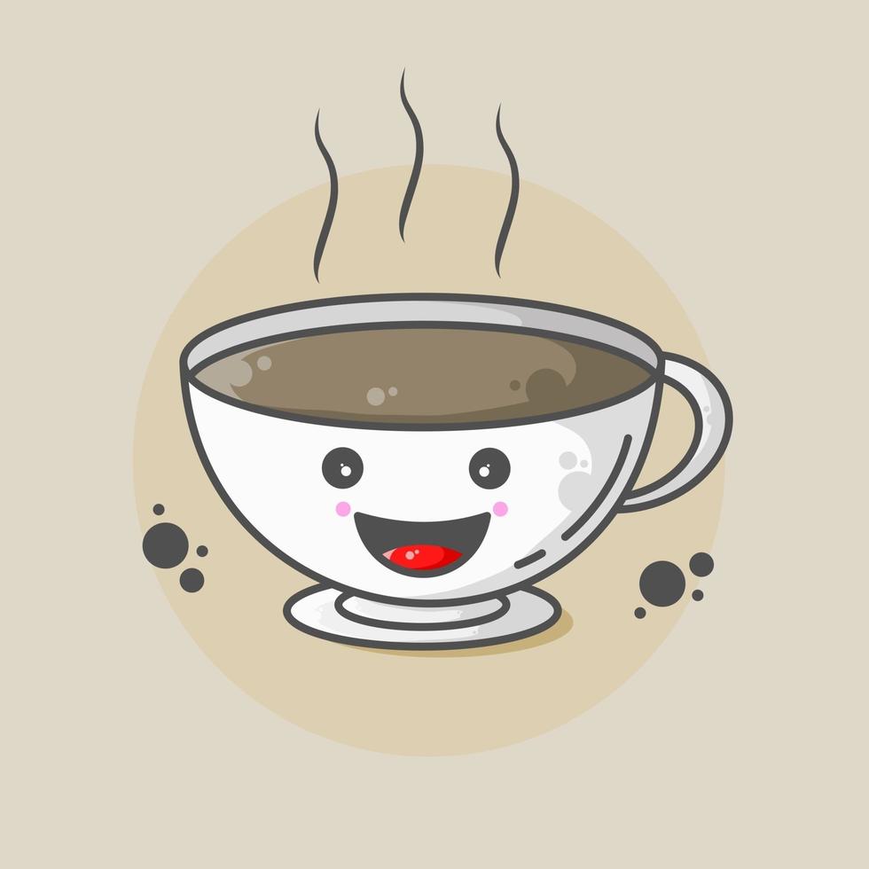 ilustração de xícara de café personagem fofa vetor