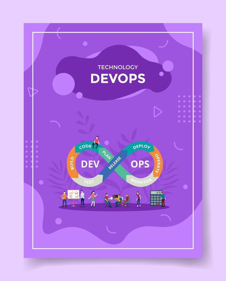 tecnologia devops pessoas em torno de devops arrow way chain vetor