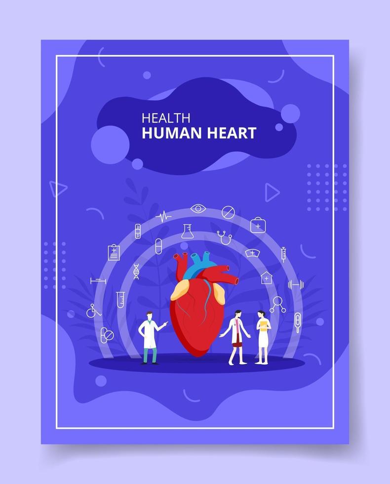 saúde coração humano pessoas médico enfermeira em pé por aí vetor