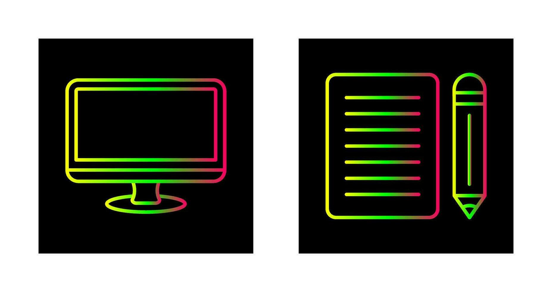 monitor e Nota ícone vetor