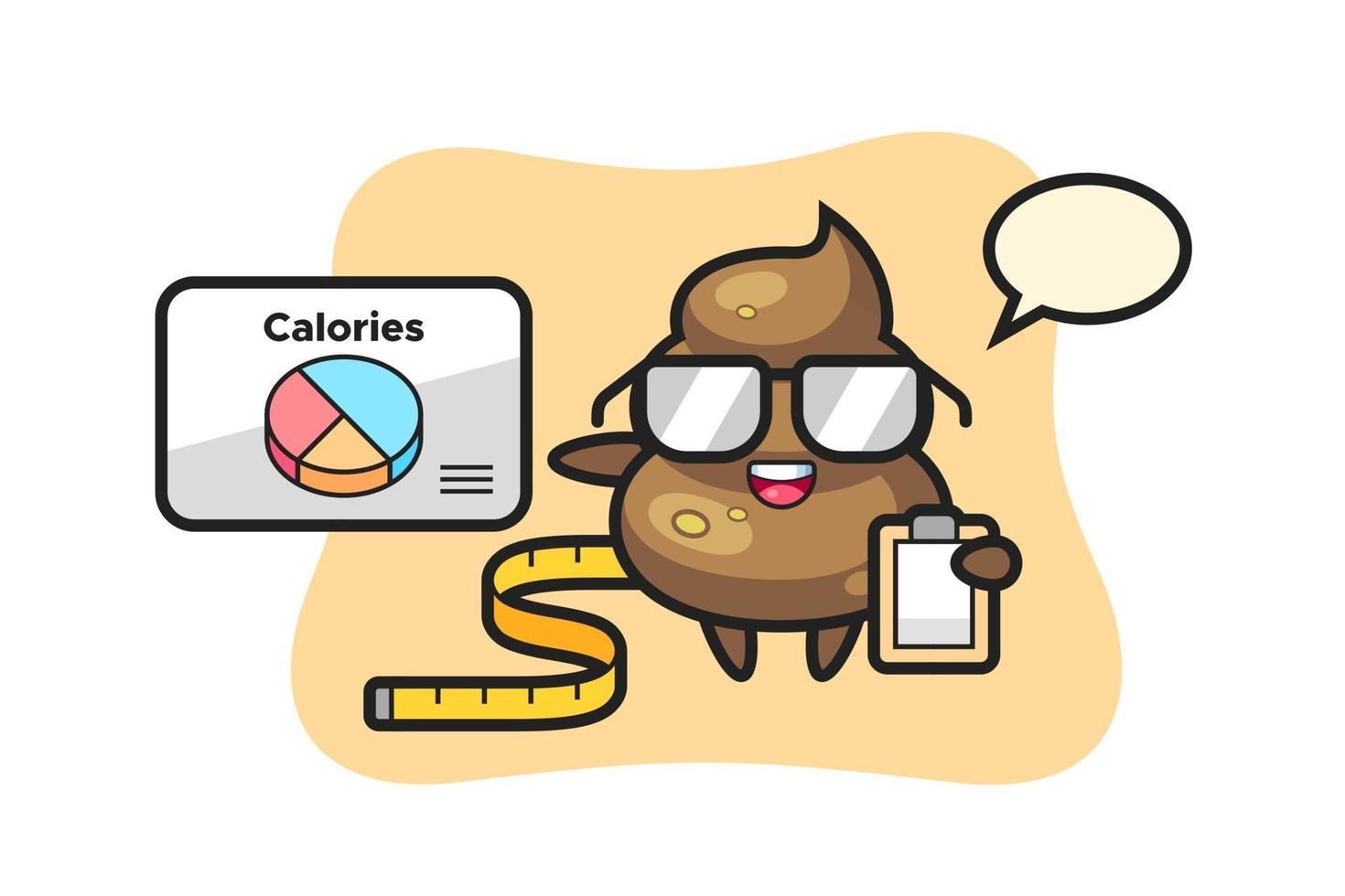 ilustração de mascote cocô como nutricionista vetor