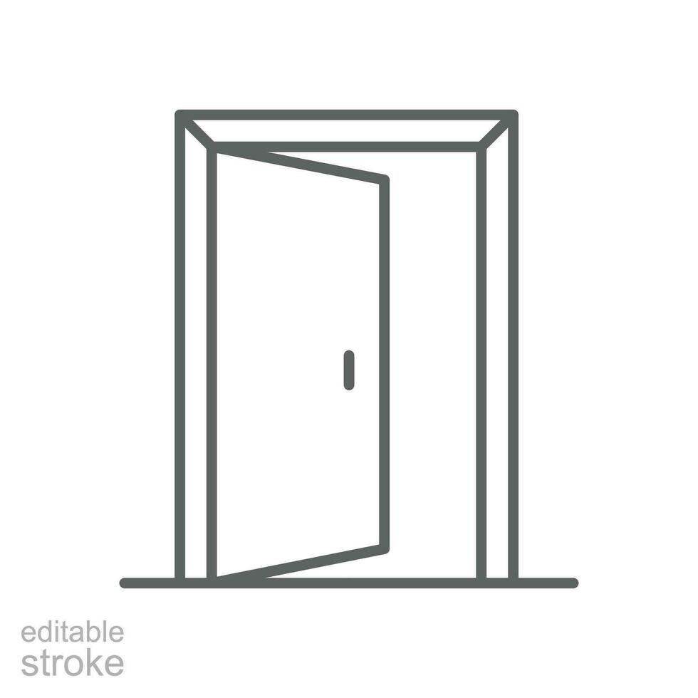 aberto porta ícone. simples esboço estilo. porta, abrir, digitar, saída, Entrada, casa, casa interior conceito. fino linha símbolo. vetor ilustração isolado. editável AVC.