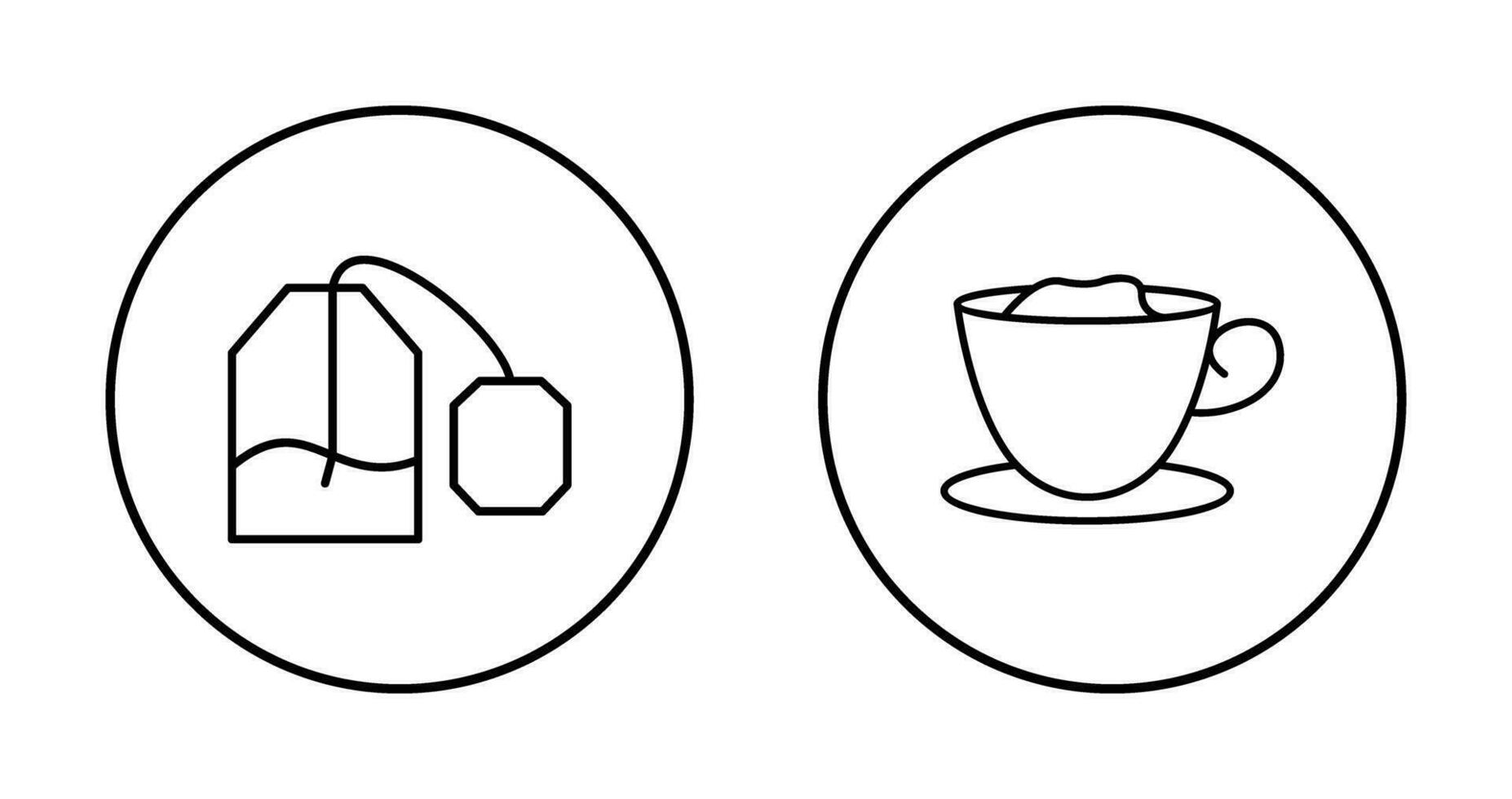 chá saco e cremoso café ícone vetor