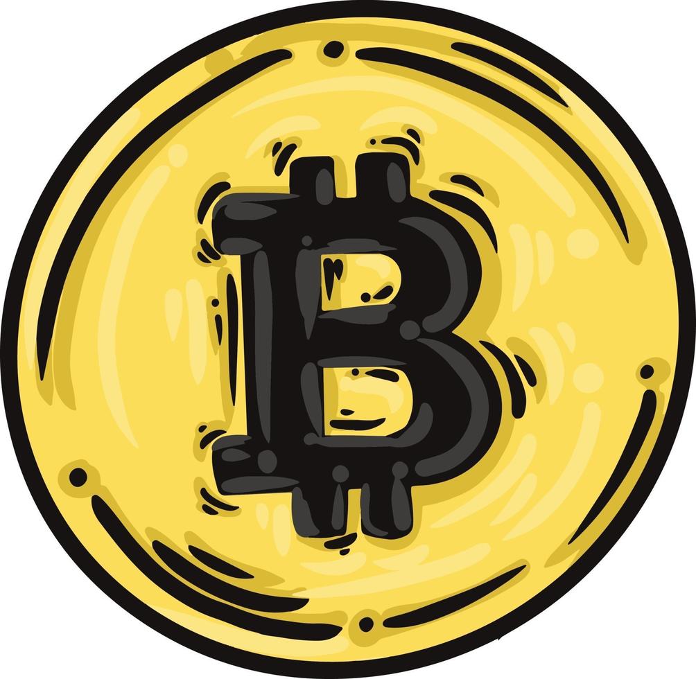 ilustração de mão desenhada símbolo bitcoin vetor