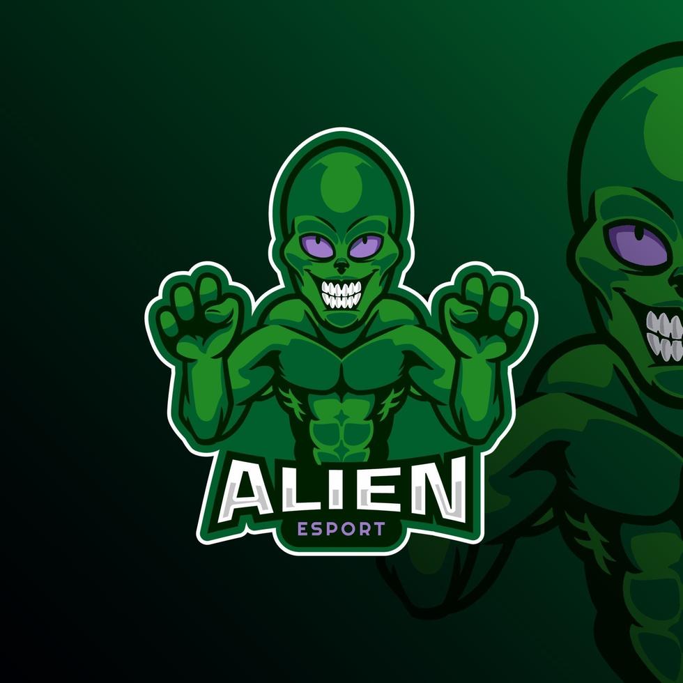 alien logo mascote para esport gamer vetor