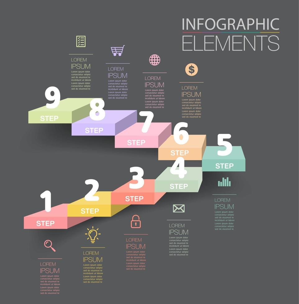 intensificar o conceito de sucesso empresarial. vetor de infográfico de escada