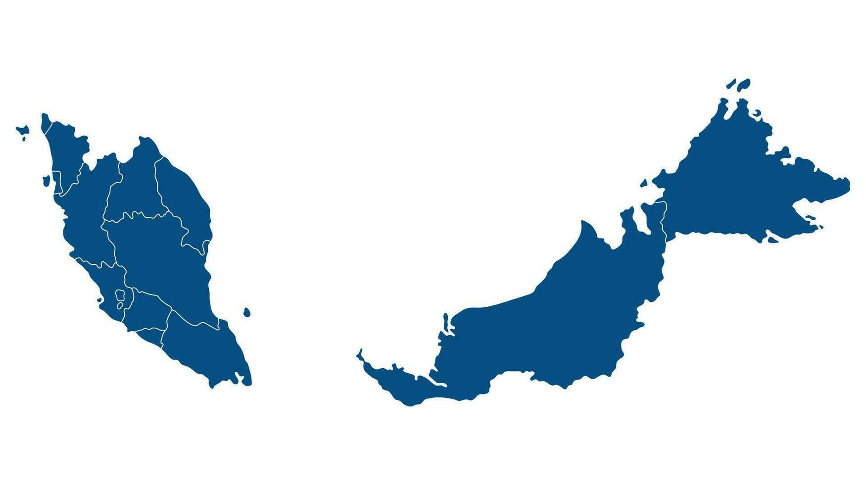 Malásia mapa com administrativo. mapa do Malásia dentro azul cor vetor