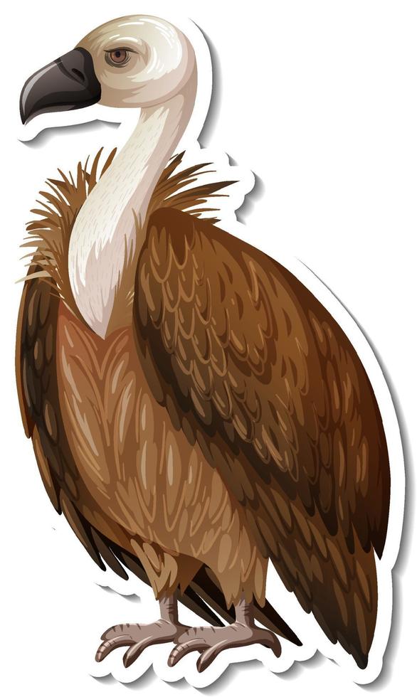 um modelo de adesivo de personagem de desenho animado de abutre vetor