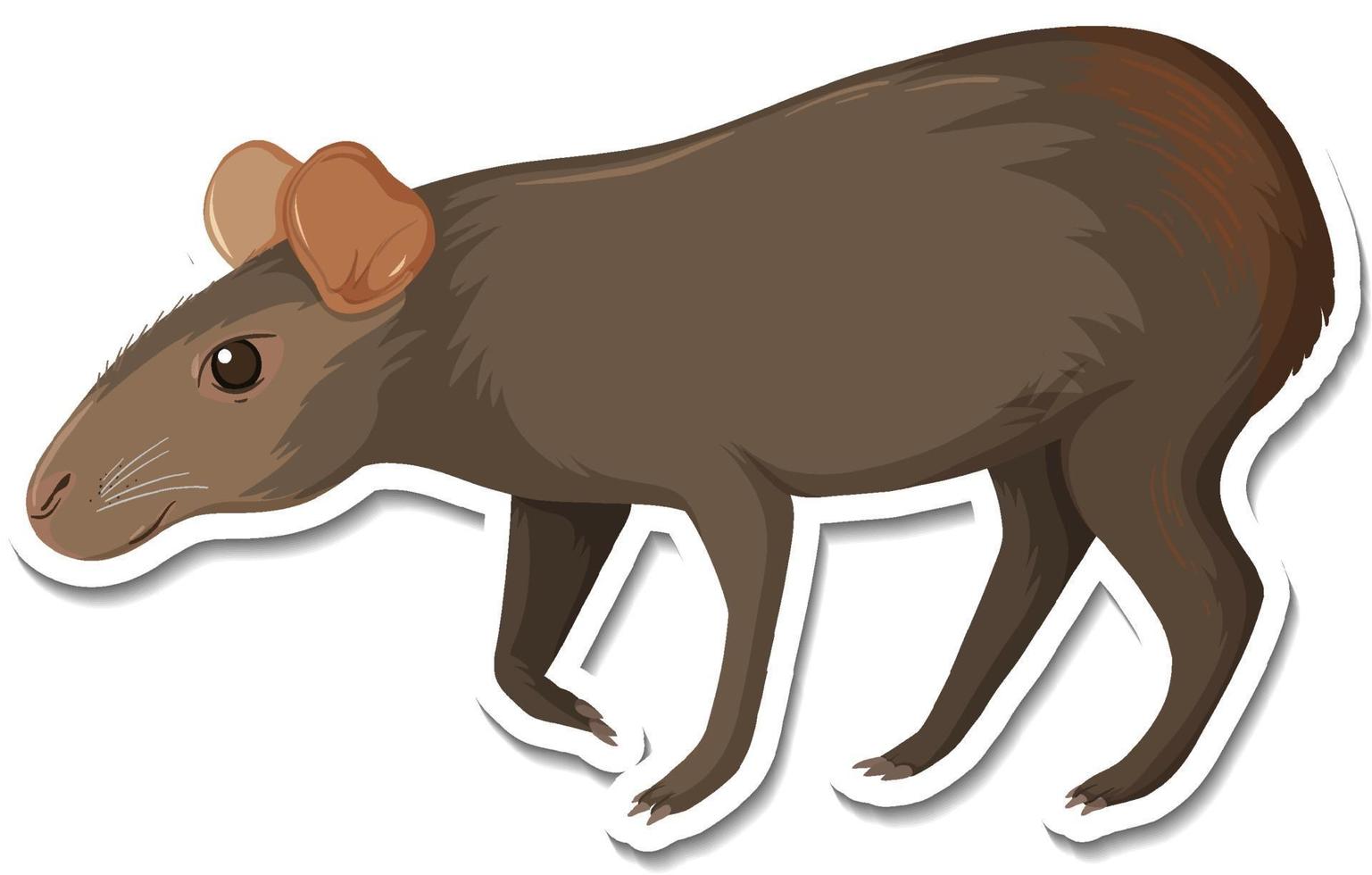 um modelo de adesivo de um personagem de desenho animado de capivara negra vetor