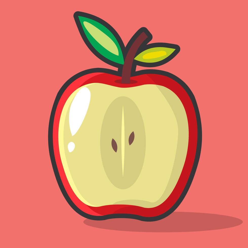 ilustração de fatia de maçã fruta em estilo simples vetor