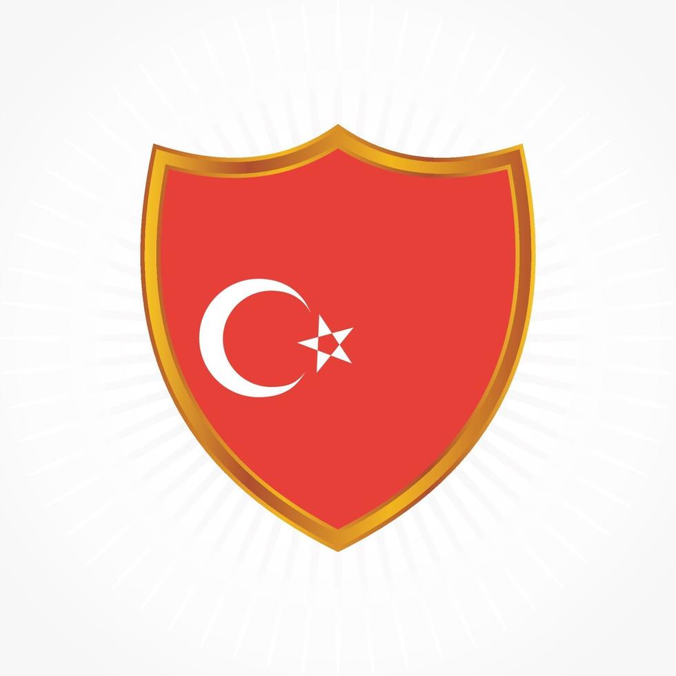 vetor de bandeira da Turquia com moldura de escudo