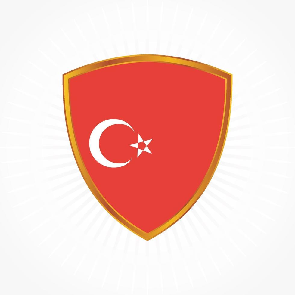 vetor de bandeira da Turquia com moldura de escudo