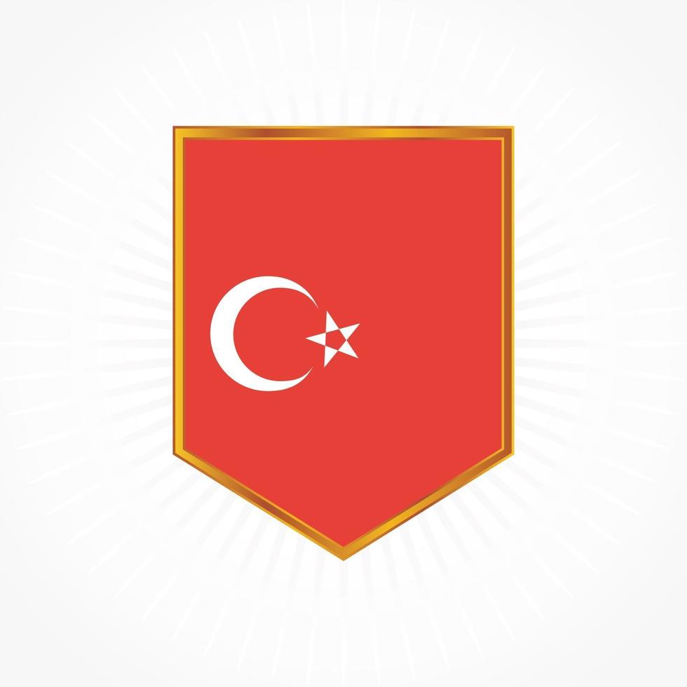 vetor de bandeira da Turquia com moldura de escudo