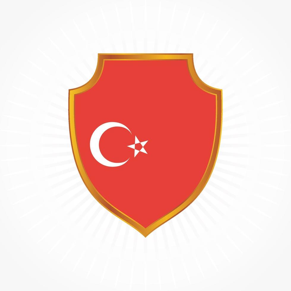 vetor de bandeira da Turquia com moldura de escudo