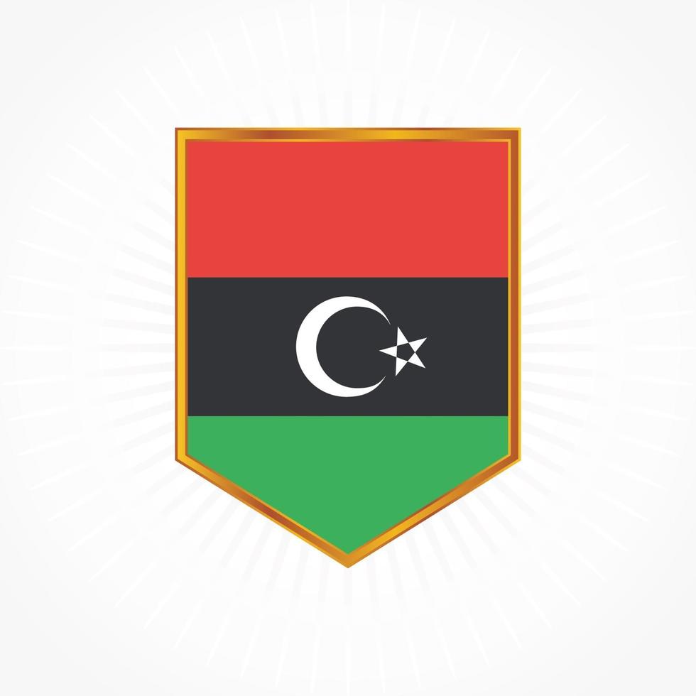 vetor de bandeira da Líbia com moldura de escudo