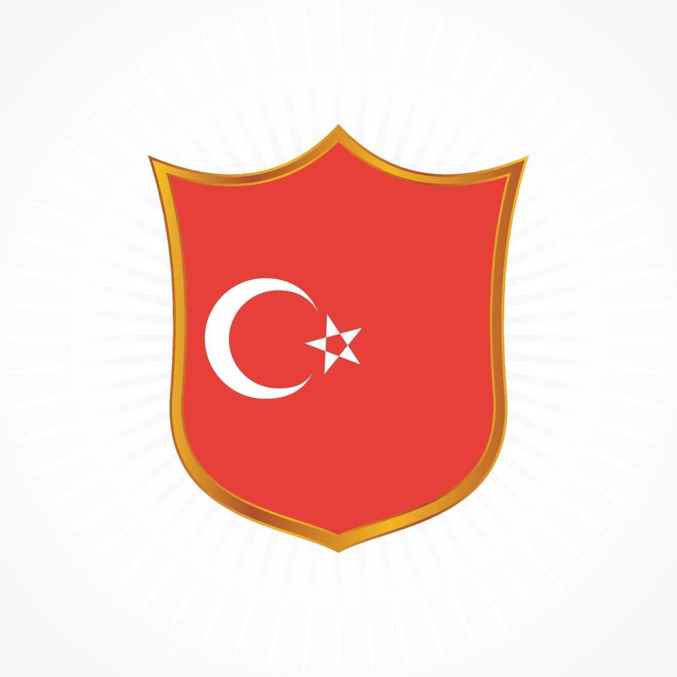 vetor de bandeira da Turquia com moldura de escudo