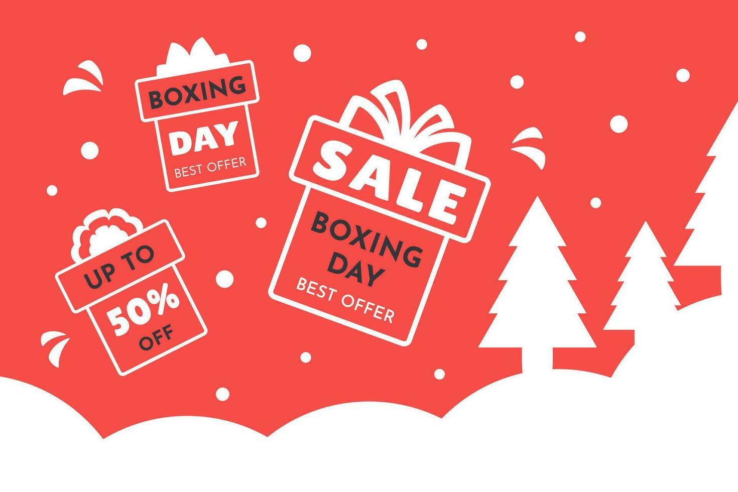 boxe dia. presente caixas, desconto, preço desligado. inverno fundo. grande moderno bandeira para compras evento promoção, oferta, anúncio. vetor ilustração para inverno feriado, Novo ano, rede