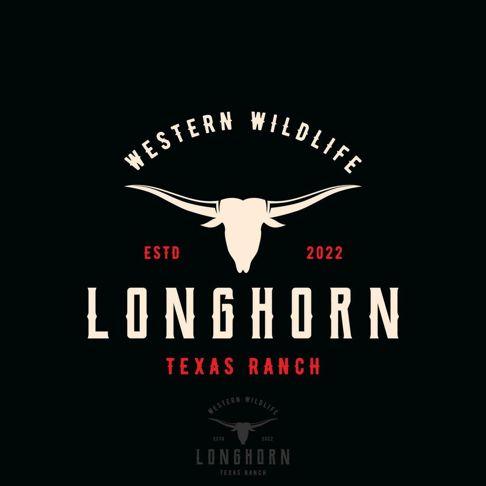 longhorn texas rancho animais selvagens vintage logotipo modelo Projeto. para Distintivos, restaurantes, fazendas e negócios. vetor
