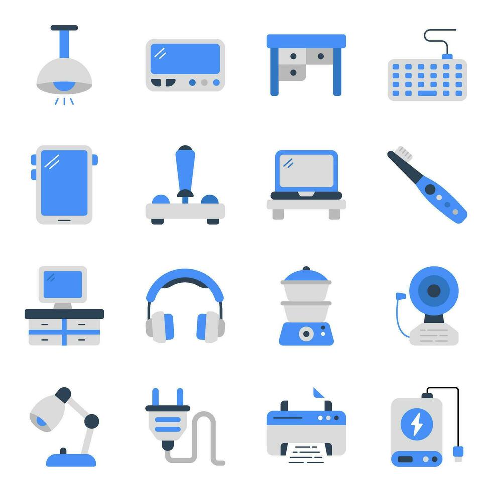 pacote do eletrodomésticos e eletrônicos plano ícones vetor