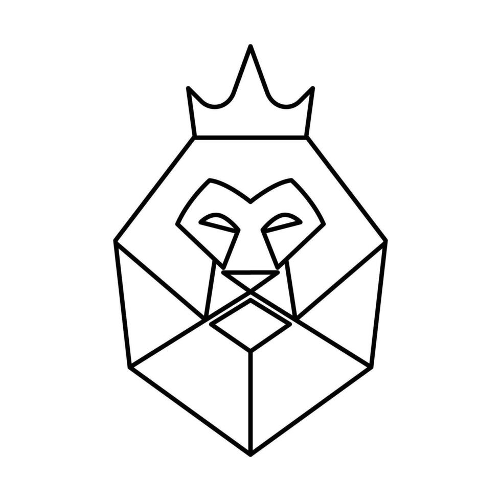 cabeça leão vestindo coroa logotipo, ícone em branco fundo. vetor Projeto ilustração.