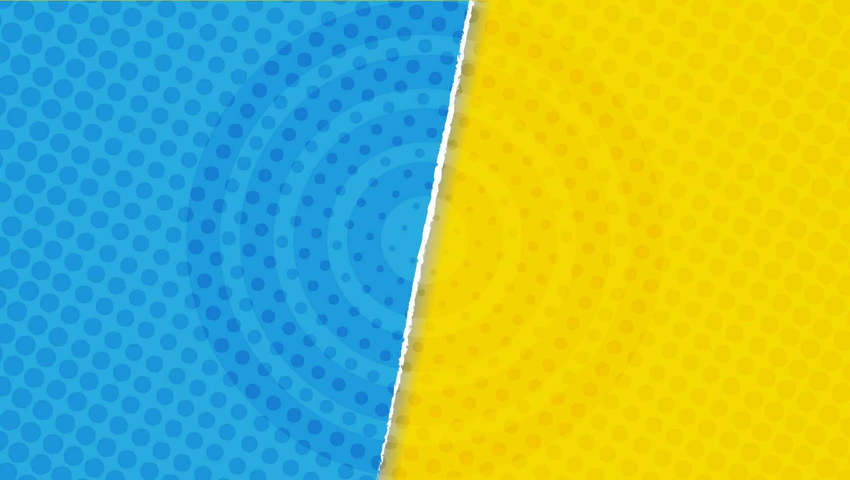 brilhante amarelo e azul pop arte fundo com meio-tom pontos dentro retro quadrinho estilo vetor