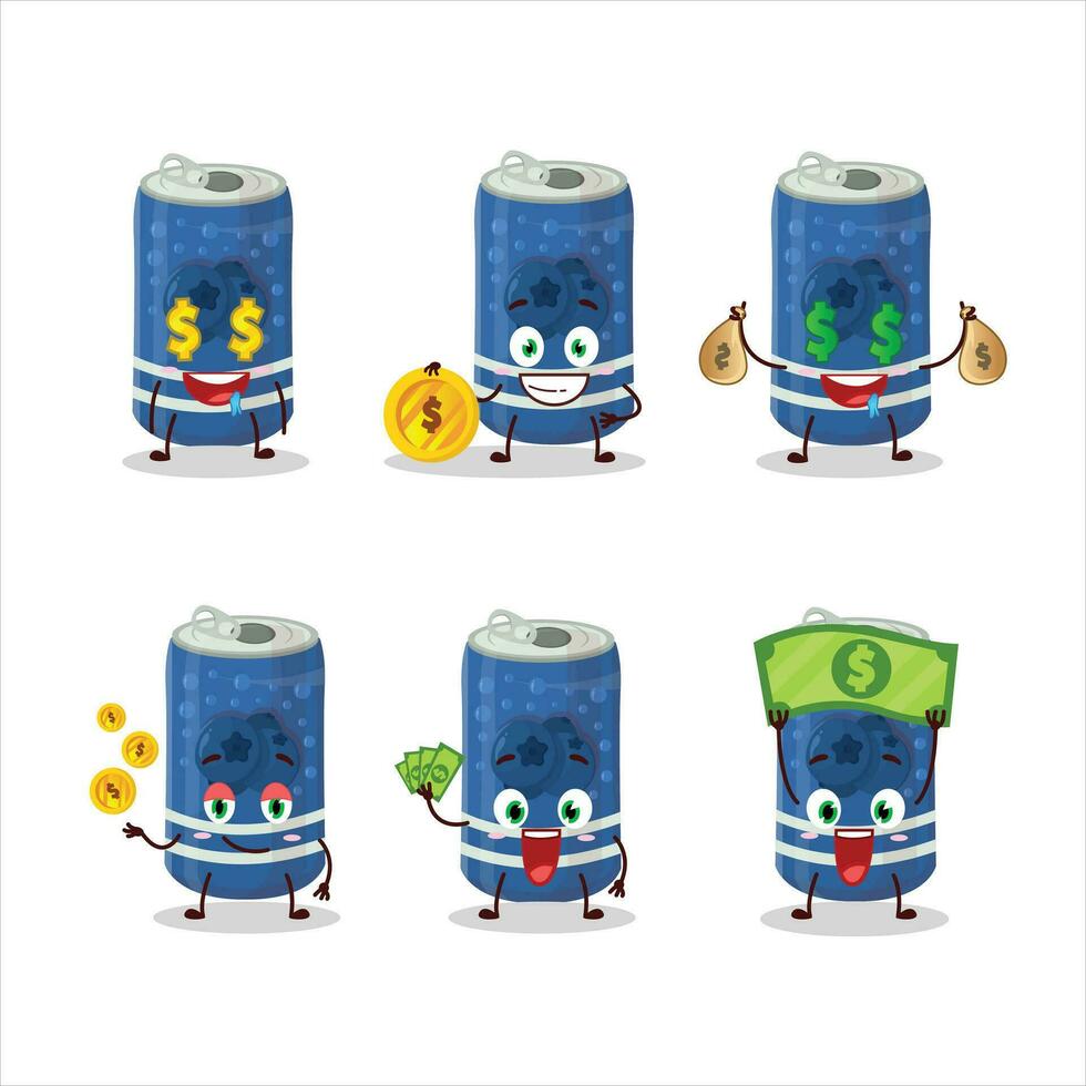 baga refrigerante pode desenho animado personagem com fofa emoticon trazer dinheiro vetor