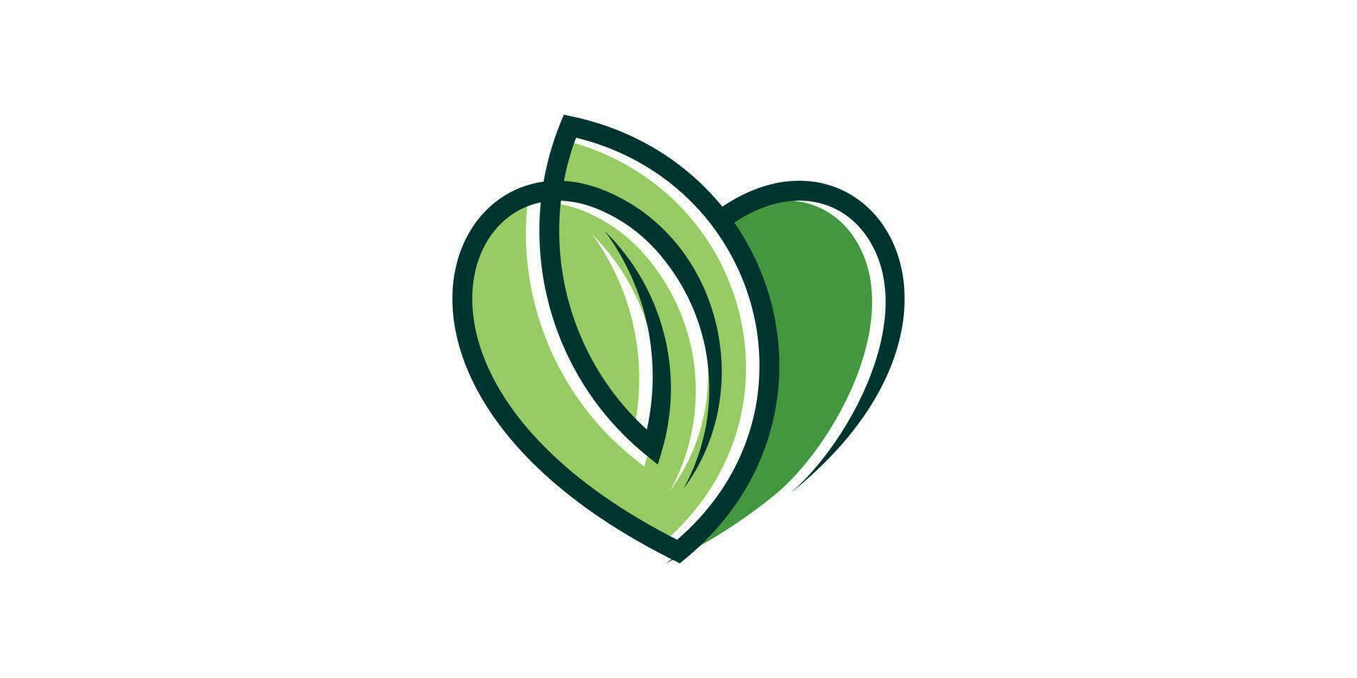 logotipo Projeto combinando uma coração ou amor forma com folhas. vetor