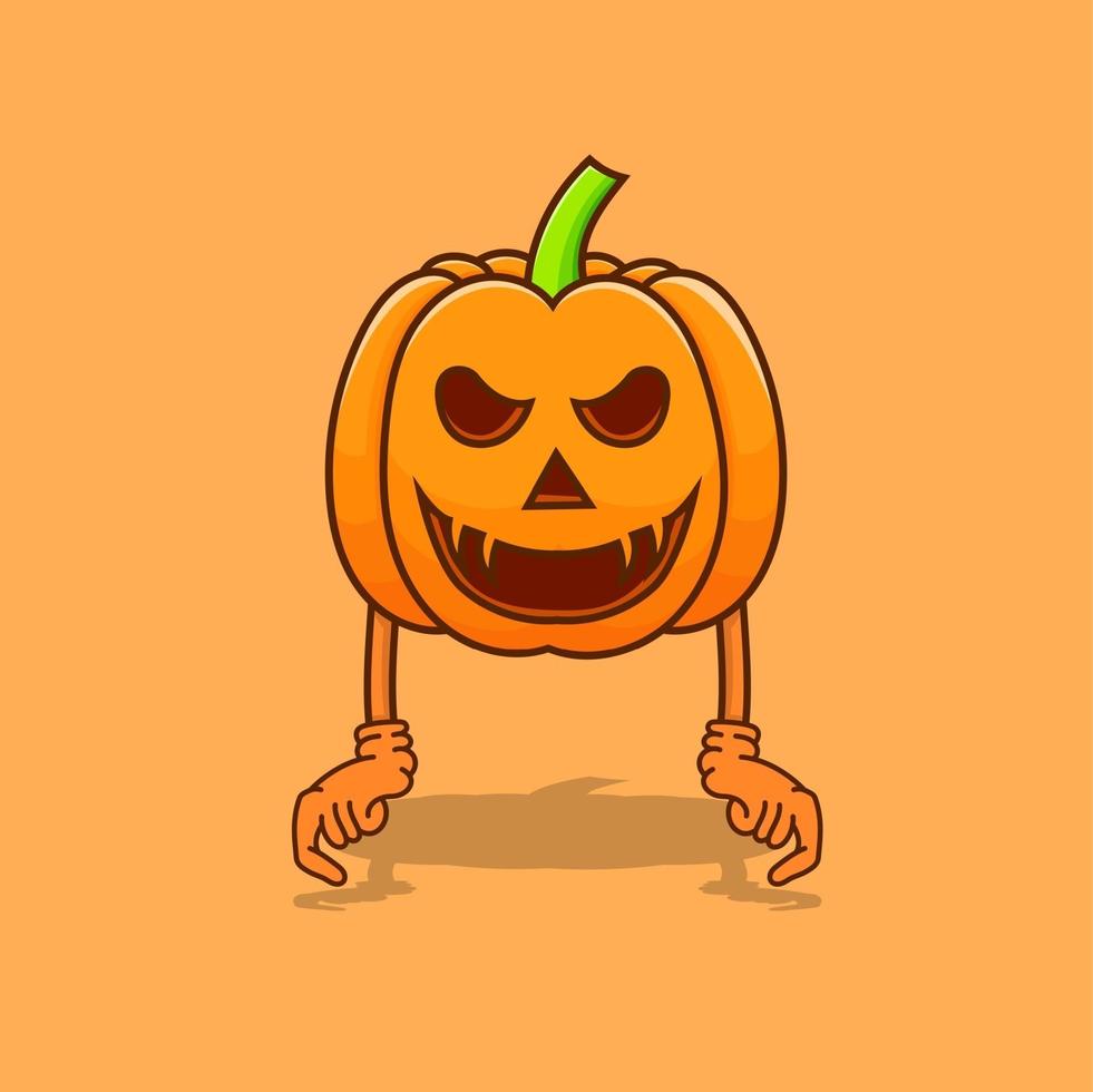 abóbora halloween ilustração isolada vetor com mão e sombra