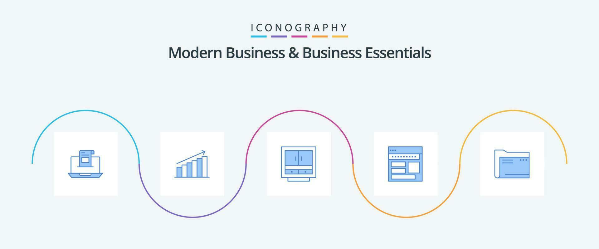 moderno o negócio e o negócio Essenciais azul 5 ícone pacote Incluindo arquivos. negócios. gráfico. gabinete. mercado vetor