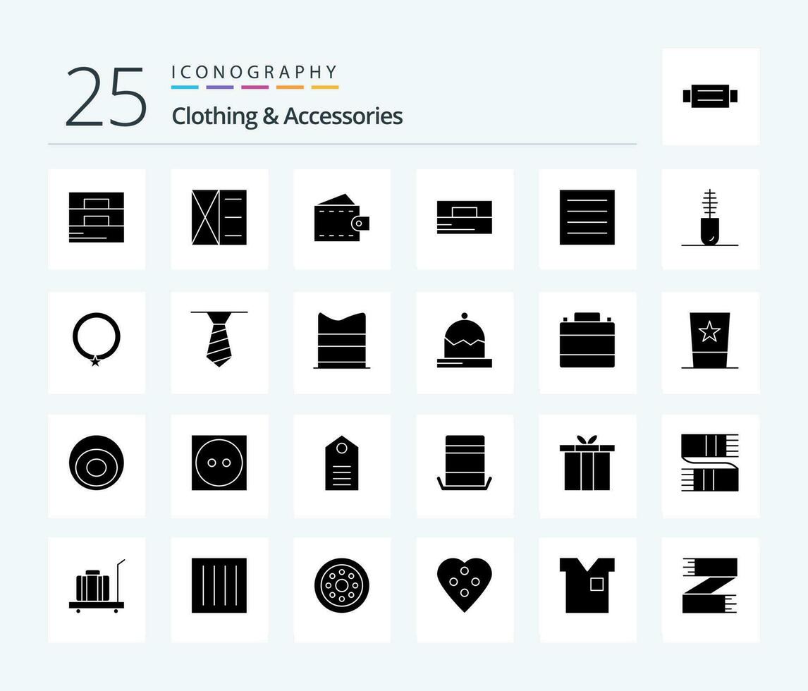 roupas acessórios 25 sólido glifo ícone pacote Incluindo roupas. colar. acessórios. moda. acessórios vetor