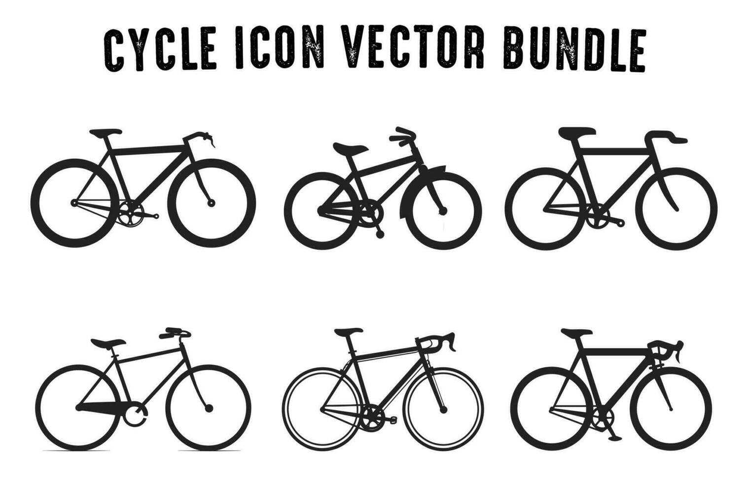 bicicleta ícone Preto silhueta definir, ciclo vetor coleção isolado em uma branco fundo, bicicleta silhuetas vetor ilustração agrupar