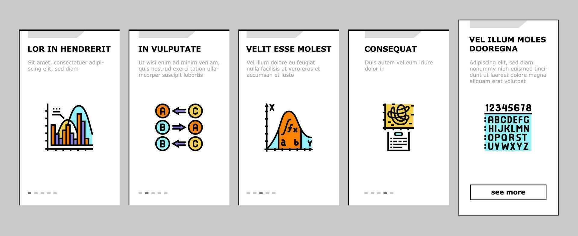 matemática Educação escola Ciência onboarding ícones conjunto vetor