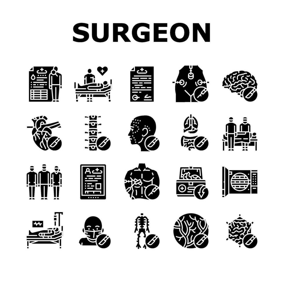 cirurgião médico hospital ícones conjunto vetor