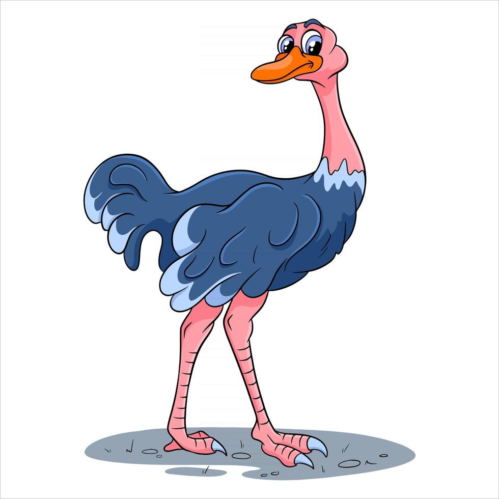 avestruz engraçado personagem animal em estilo cartoon vetor