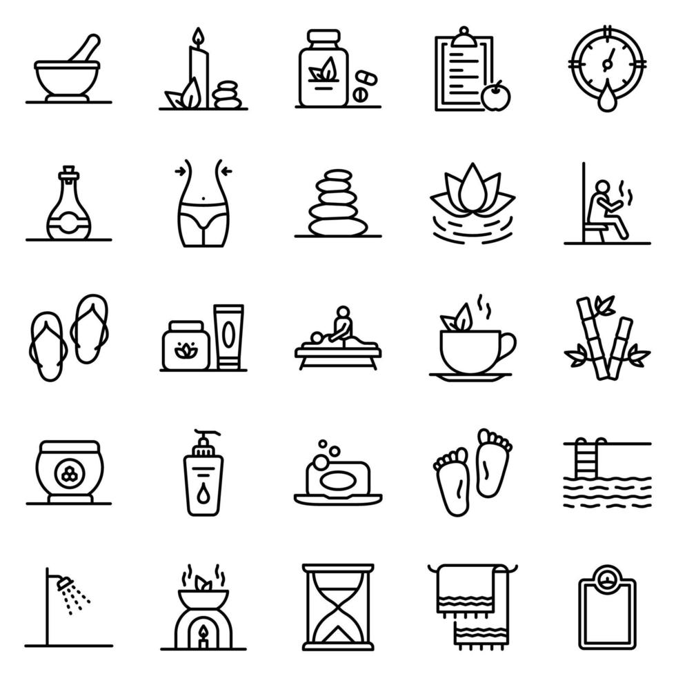 conjunto de ícones de spa - ilustração vetorial. vetor