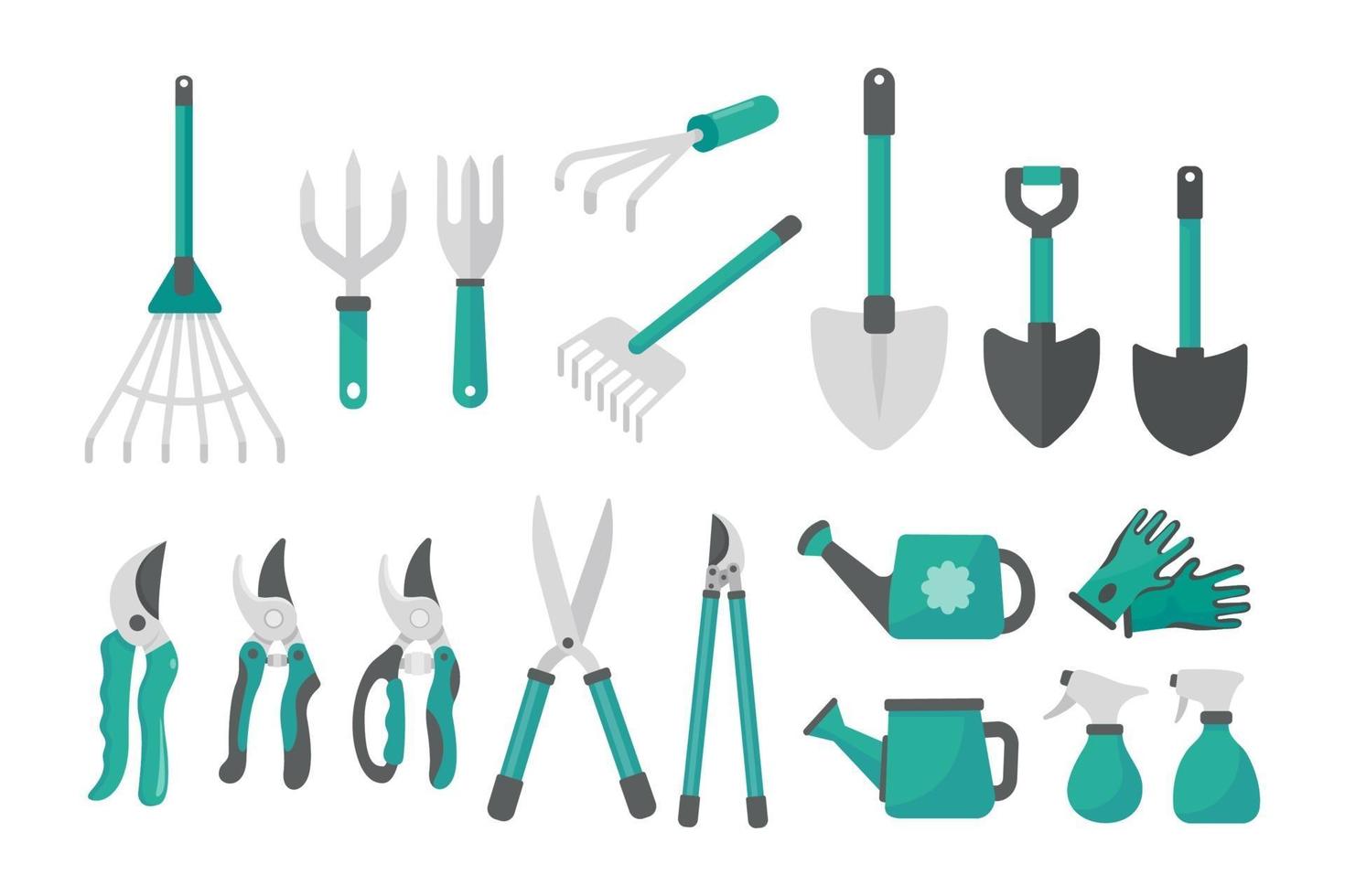 conjunto de ferramentas de jardinagem de vetor. design gráfico plano simples. vetor