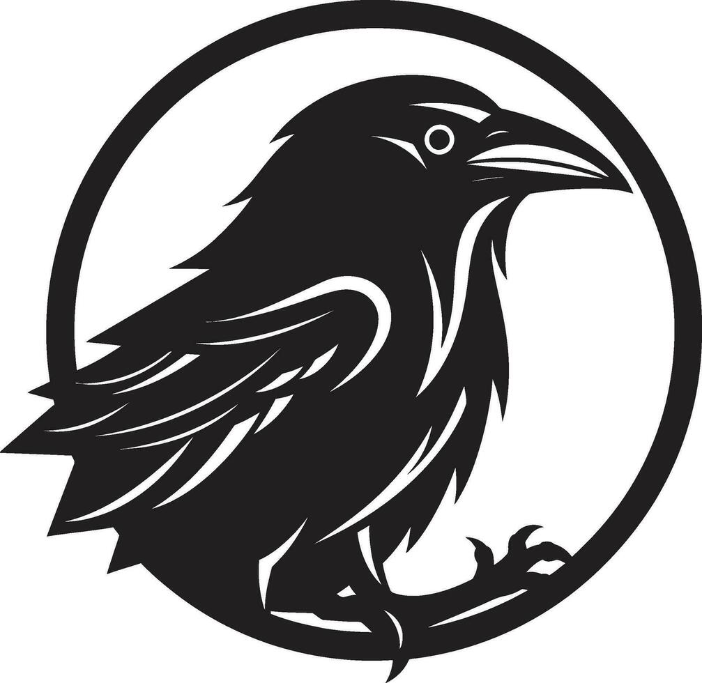 Prêmio Raven monocromático símbolo intrincado Raven crista Projeto vetor